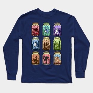 Cryptid Jar Collection Mothman Bigfoot Flatwoods Monster Yeti El Chupacabra Jersey Devil Squonk Fresno Nightcrawler Long Sleeve T-Shirt